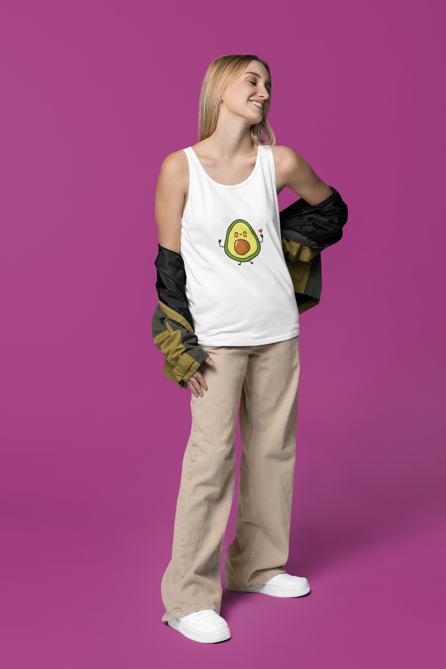 "Avocado Love" Playful Graphic Tank Top - 100 % Cotton