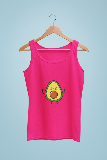 "Avocado Love" Playful Graphic Tank Top - 100 % Cotton